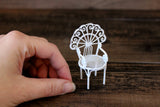 Vintage 1:12 Miniature Dollhouse White Metal Parlor Chair