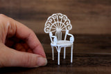 Vintage 1:12 Miniature Dollhouse White Metal Parlor Chair