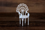 Vintage 1:12 Miniature Dollhouse White Metal Parlor Chair