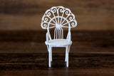 Vintage 1:12 Miniature Dollhouse White Metal Parlor Chair