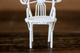 Vintage 1:12 Miniature Dollhouse White Metal Parlor Chair