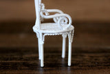 Vintage 1:12 Miniature Dollhouse White Metal Parlor Chair