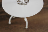 Vintage 1:12 Miniature Dollhouse Round White Metal Patio Table with Umbrella