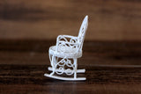 Vintage 1:12 Miniature Dollhouse White Metal Rocking Chair