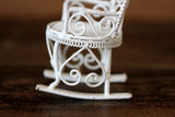 Vintage 1:12 Miniature Dollhouse White Metal Rocking Chair