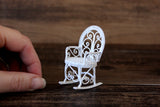 Vintage 1:12 Miniature Dollhouse White Metal Rocking Chair