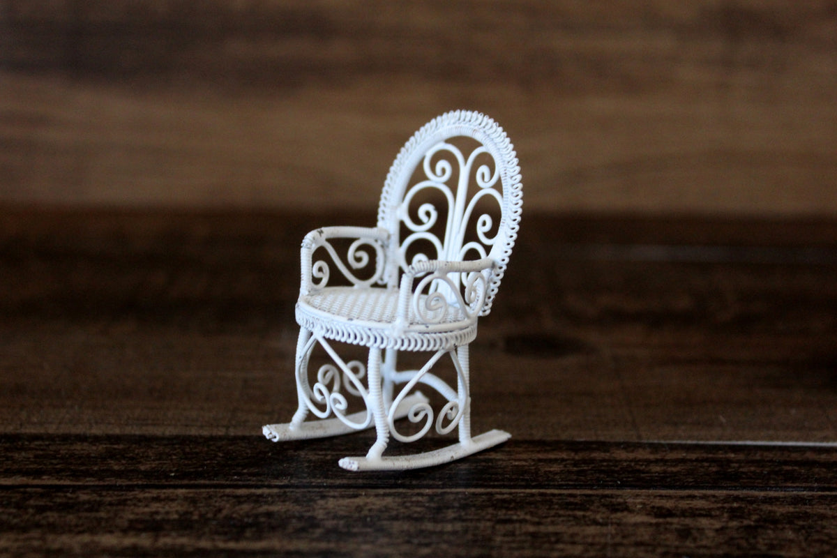 Vintage 1:12 Miniature Dollhouse White Metal Rocking Chair – The ...