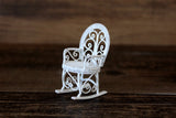 Vintage 1:12 Miniature Dollhouse White Metal Rocking Chair