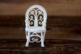 Vintage 1:12 Miniature Dollhouse White Metal Rocking Chair