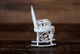 Vintage 1:12 Miniature Dollhouse White Metal Rocking Chair