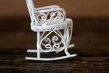Vintage 1:12 Miniature Dollhouse White Metal Rocking Chair