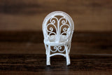 Vintage 1:12 Miniature Dollhouse White Metal Rocking Chair