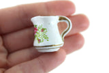 Vintage 1:12 Miniature Dollhouse White & Pink Floral Pitcher & Wash Basin Set