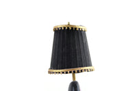 Vintage 1:12 Miniature Dollhouse Black & Gold Floral Table Lamp on Side Table