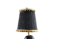 Vintage 1:12 Miniature Dollhouse Black & Gold Floral Table Lamp on Side Table