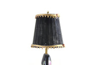 Vintage 1:12 Miniature Dollhouse Black & Gold Floral Table Lamp on Side Table