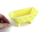 Vintage 1:12 Miniature Dollhouse Yellow Porcelain Bathtub with Flowers & Green Leaves