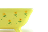 Vintage 1:12 Miniature Dollhouse Yellow Porcelain Bathtub with Flowers & Green Leaves