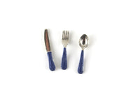 Vintage 1:12 Miniature Dollhouse Silverware Set for 4 Place Settings with Colorful Handles