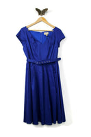 New Lindy Bop Retro Style Liberty Swing Dress in Sodalite Blue, Size UK 12 / US 8