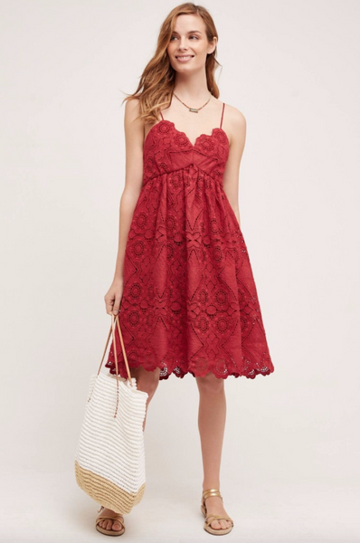 Anthropologie Red Lace "Summer Moon Dress" by Maeve, Size 6, Originall The Mustard Dandelion Anthropologie Red Lace "Summer Moon Dress" by Maeve, Size 6, Originall The Mustard Dandelion