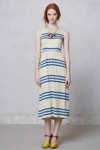 Anthropologie Mint Green "Spring Stripe Midi Dress" by Dusen Dusen, Size 6, Originally $178