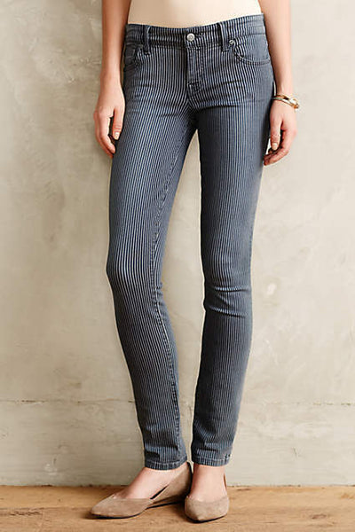 New Anthropologie "Level 99 Liza Skinny Jeans in Railroad Stripe", Size 25, Originally $125