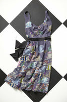 New Anthropologie Teacup Print Purple Silk "Sugar & Cream Dress" by Floreat, Size 6, Originally $148