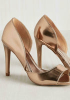 New Modcloth "d'Orsay Can You See Heel" Gold Metallic Shoes by Qupid, Size 8.5