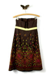 New Anthropologie Brown Strapless Embroidered "Honeyhouse Dress" by Tabitha, Originally $158