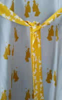New Anthropologie Gray & Yellow Silk "Juggling Figures Skirt" by Charlotte Taylor, Size 6, Originally $168