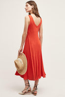 New Anthropologie Orange Midi "Abroad Dress" by Maeve, Size M, Originally $148
