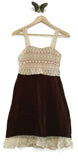 New Anthropologie Brown Corduroy & Lace "Macchiato Jumper Dress" by Zehavale, Size 2, Originally $148