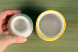 New Anthropologie "Striped Spice Jar" White & Yellow Stoneware Spice Jar by Biscuit