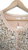 New Anthropologie Pink Beaded & Sequin Sweatshirt "Paillette Cardigan" by Postmark, Size XS / S / M, Originally $148