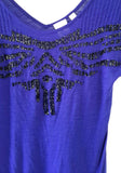 New Anthropologie Blue & Black Beaded "Embellished Embroidery Top" by Ric Rac, Size M, Originally $88