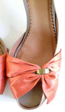 Anthropologie Peach & Orange "Cinched Satin Peep Toes" by Miss Albright, Size 9, Originally $198