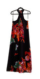 New Anthropologie Black & Pink Floral "Cayman Silk Maxi Dress" by Maeve, Size XS, Originally $178