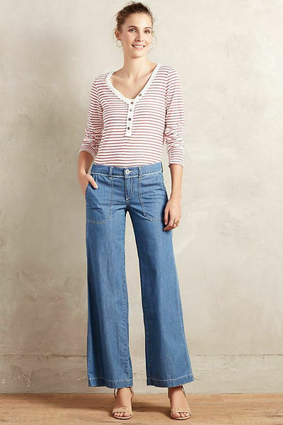 New Anthropologie "Pilcro Wide Leg Chambray Jeans" by Pilcro & the Letterpress, Size 10, Originally $88
