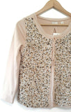 New Anthropologie Pink Beaded & Sequin Sweatshirt "Paillette Cardigan" by Postmark, Size XS / S / M, Originally $148