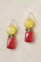 Rare New Anthropologie "Yangtze Earrings" Red & Yellow Beaded Drop Earrings, Originally $34
