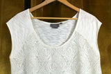 New Anthropologie Cream Lace Knotted "Riley Tee" by Vanessa Virginia, Size L, Originally $68