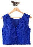 New J. CREW Collection Lace Crop Top in Bright Ocean Blue, Size 6