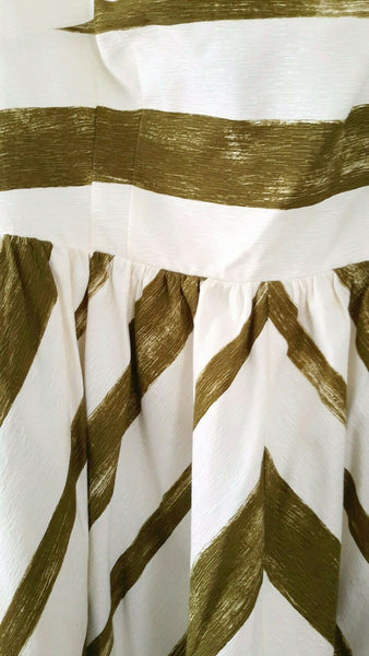 New Anthropologie Gold & Beige Midi "Paint Stripe Dress" by Moulinette The Mustard Dandelion New Anthropologie Gold & Beige Midi "Paint Stripe Dress" by Moulinette The Mustard Dandelion