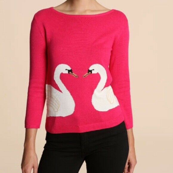 New Urban Outfitters Hot Pink & White Swan Sweater, Size S
