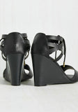Modcloth "Espresso Your Love Wedge" Black Ankle Tie Wedge Heels by Bamboo, Size 9, Originally $50