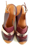 New Anthropologie Wine & Rose Gold Wedge Heel Shoes by Naguisa, Size EU 39 / US 8, Originally $178