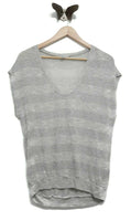 New Anthropologie Silver & Gray Striped "Twinkle Bands Top" by Splendid, Size M, Originally $68