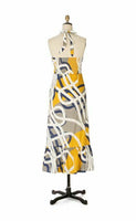 Anthropologie Blue & Yellow Maxi "Soft Geometry Halter Dress" by Maeve, Size 0, Originally $158