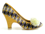 Poetic Licence Yellow & Gray "Picnic Ready" Embellished Wedge Heels, Size 9 / 40, Originally $109